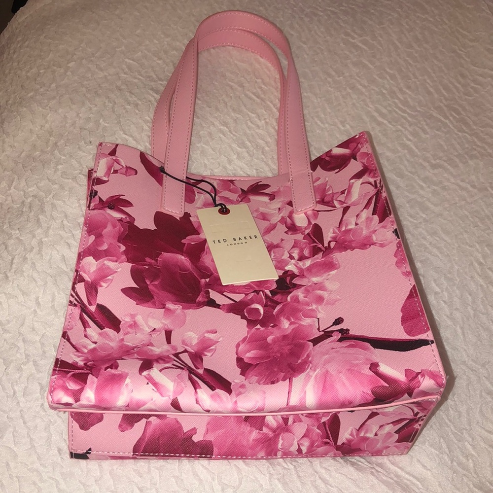 Ted Baker London Pink Floral Print Small Icon 100% PVC Tote NWT